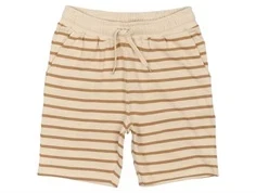offwhite og lysebrun stribet shorts med bindebånd fra The New TN6239 Indian Tan